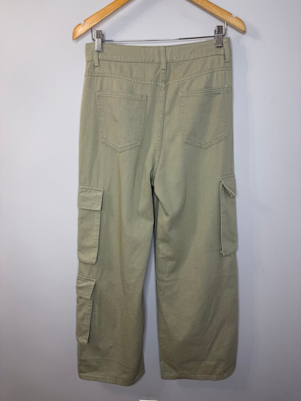Gracia Cargo Multi Pockets Relax High Rise Straight Pant Green Women's M